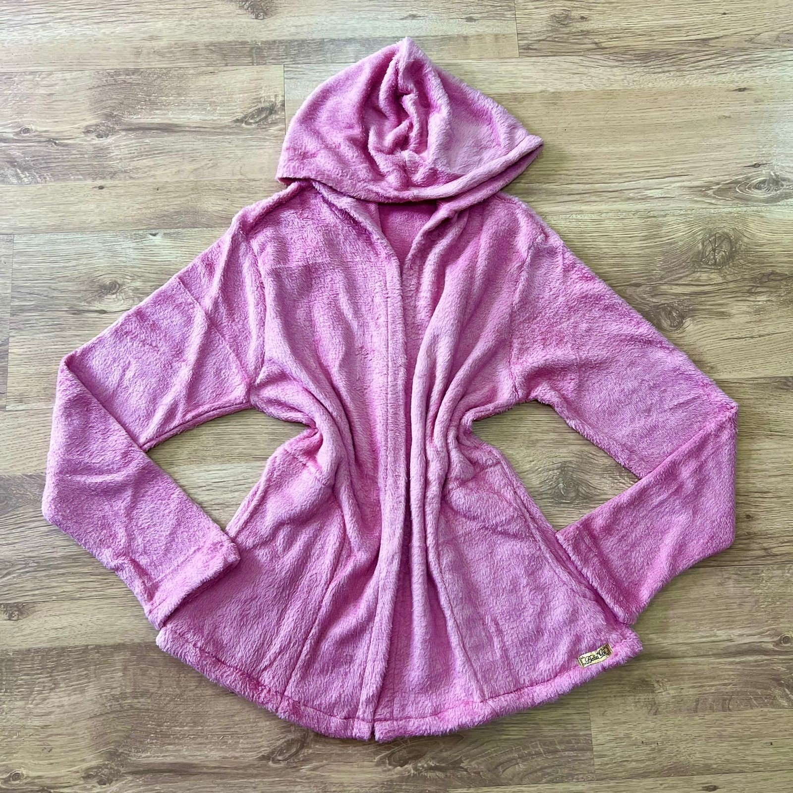 casaco aberto de pelo rose